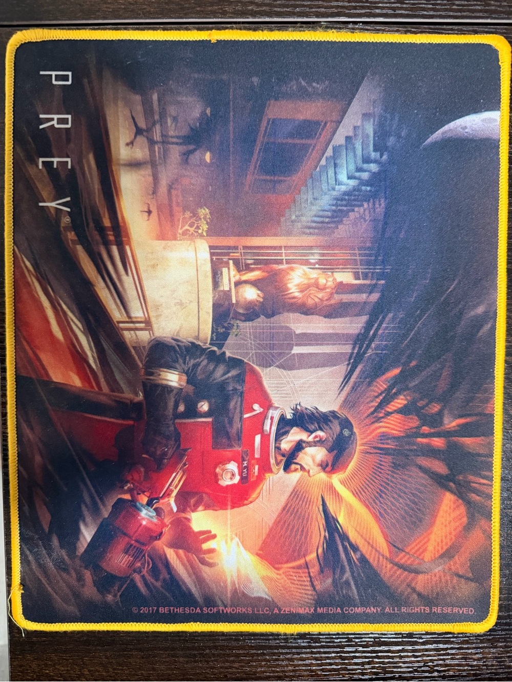 PREY Art Mousepad - Orange & Black Sci‑Fi Character Print